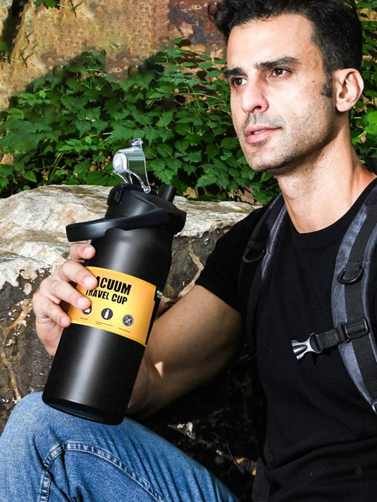 🥤 500ml Stainless Steel Insulated Water Bottle with One-Click Pop-Up Straw Lid