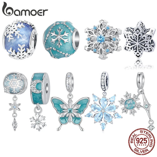 ✨ 925 Silver Winter Charms – ❄️ Snowflake & 🦋 Butterfly | Pandora-Style Bracelet Compatible
