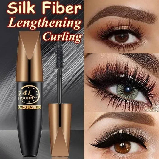 🌟 5D Waterproof Black Silk Fiber Mascara – Lengthening & Curling Eyelash Extension