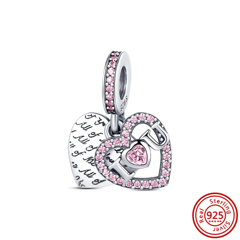 ✨ 925 Silver Purple Charms – ❤️ Heart-Shaped Stone & 🕷️ Spider | Pandora-Style Bracelet Compatible