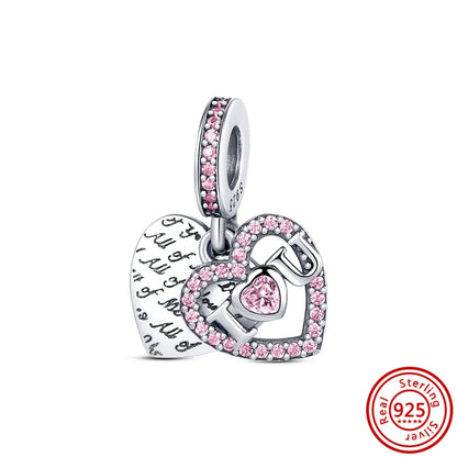 ✨ 925 Silver Purple Charms – ❤️ Heart-Shaped Stone & 🕷️ Spider | Pandora-Style Bracelet Compatible
