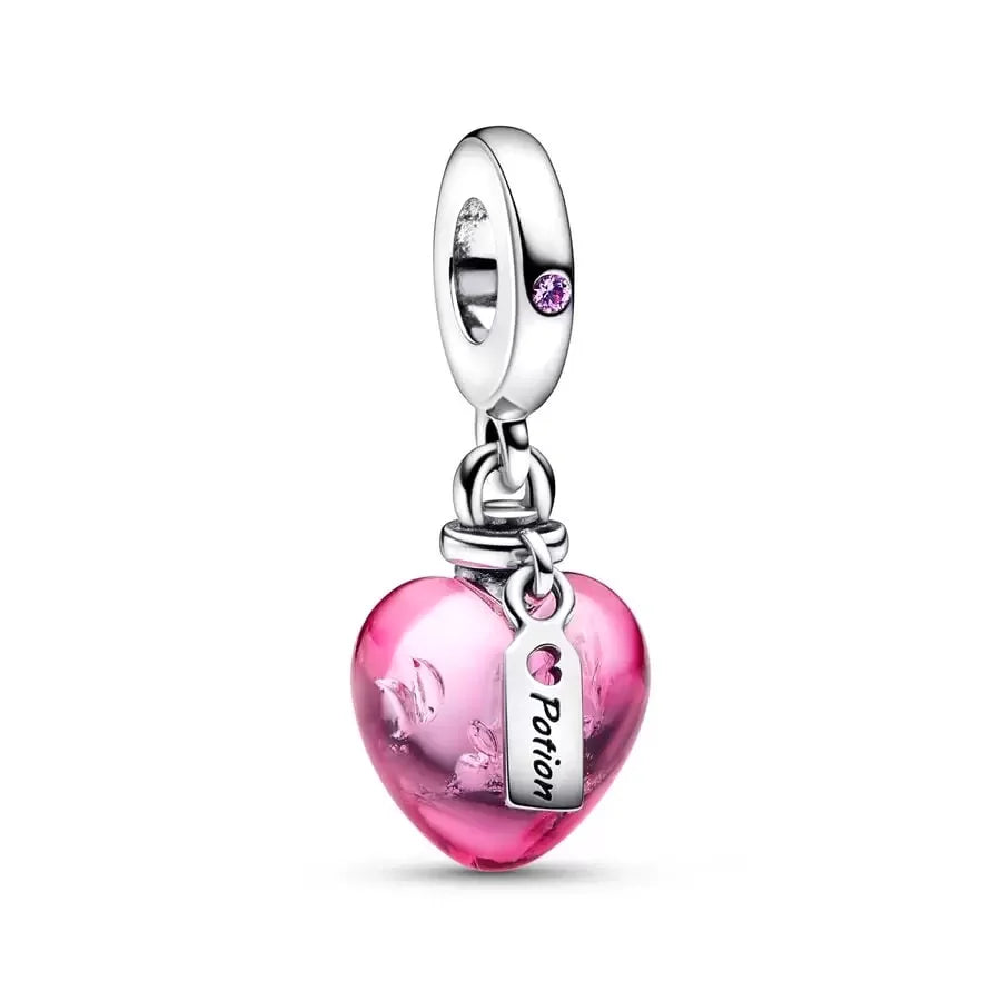 ✨ 925 Silver DIY Charms – 🎈 Hot Air Balloon, 💖 Mother & Daughter Hearts, 💗 Pink Murano Glass | Pandora-Style Bracelet Compatible