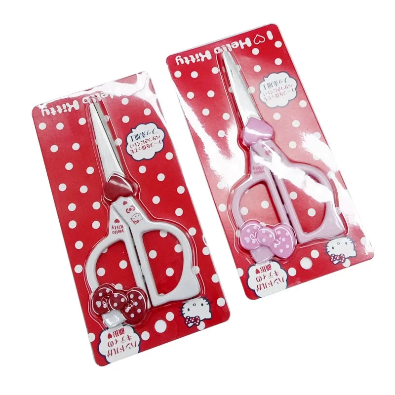 ✂️🎀🐱 2Pcs Cute Cartoon Hello Kitty Handmade Paper Scissors – Kawaii Pink Bowknot for Students!