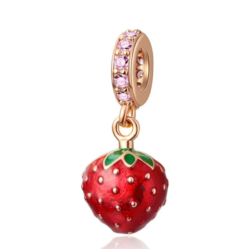 ✨ 925 Silver Fruit Charms – 🍓 Strawberry, 🍒 Cherry, 🍋 Lemon & 🥭 Durian | Pandora-Style Bracelet Compatible