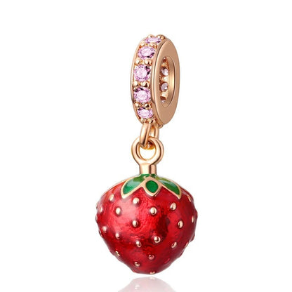 ✨ 925 Silver Fruit Charms – 🍓 Strawberry, 🍒 Cherry, 🍋 Lemon & 🥭 Durian | Pandora-Style Bracelet Compatible