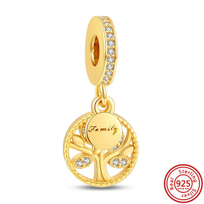 ✨ 925 Silver Gold-Plated Charms – ✨ Sparkling Dangle Beads | Pandora-Style Bracelet Compatible
