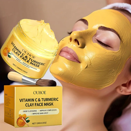 🍊 Vitamin C & Turmeric Exfoliating Facial Mask – Deep Pore Cleansing & Skin Brightening Natural Formula
