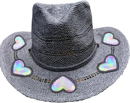 Prism Cowgirl Hat – UPF 50+ Sun Protection with Hand-Strung Prism Charms | Festival & Everyday Glam