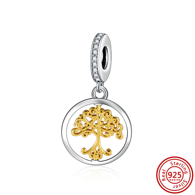 ✨ 925 Silver Gold-Plated Charms – ✨ Sparkling Dangle Beads | Pandora-Style Bracelet Compatible