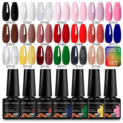 20-Piece HEMA-Free Gel Nail Polish Set – All-Season Long-Lasting UV/LED Soak-Off Kit for DIY Manicure & Nail Art