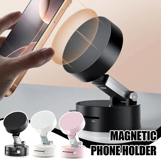 Stick & Fold Portable Vacuum Magnetic Phone Holder – Hands-Free, Ultra-Strong, Adjustable