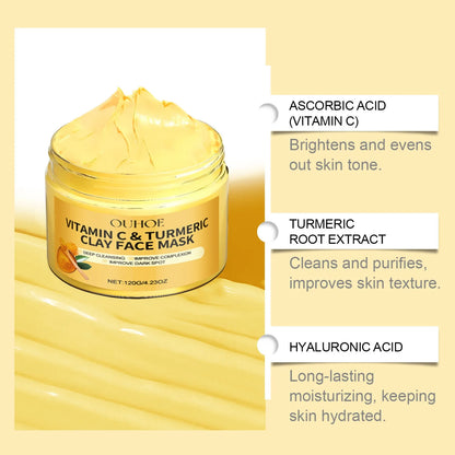 🍊 Vitamin C & Turmeric Exfoliating Facial Mask – Deep Pore Cleansing & Skin Brightening Natural Formula