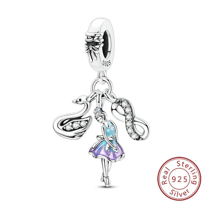 ✨ 925 Silver Cute Charms – 🐾 Cat Paw, 🎀 Bow, 🍎 Apple & ❤️ Heart | Pandora-Style Bracelet Compatible