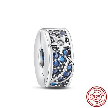 ✨ 925 Sterling Silver Ocean Charms – 🌙 Moon, ⭐ Star, ☀️ Sun & 💧 Blue Beads | Pandora-Style Bracelet Compatible