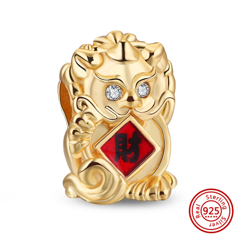 ✨ 925 Silver Gold-Plated Charms – ✨ Sparkling Dangle Beads | Pandora-Style Bracelet Compatible
