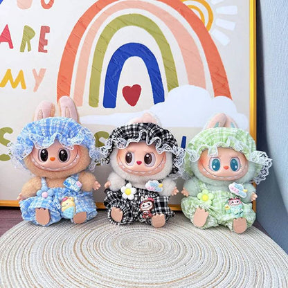 Labubu Summer Pajamas Set – 15/17cm V1 V2 V3 Doll Clothes with Hat