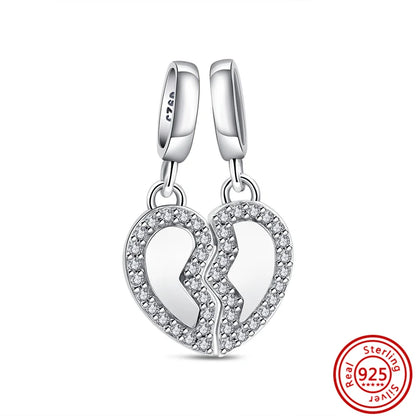 ✨ 925 Silver Sparkling Charms – ❄️ Snowflake, 🌿 Herbarium, 😇 Angel Wings & ❤️ Heart | Pandora-Style Bracelet Compatible