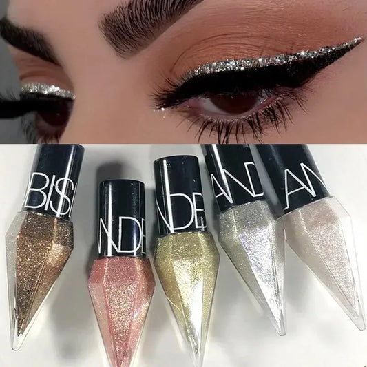 Waterproof Glitter Eyeliner & Eyeshadow – Shiny Diamond Liquid Makeup in Silver, Rose Gold & More