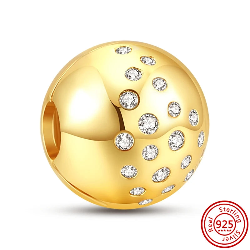 ✨ 925 Silver Gold-Plated Charms – ✨ Sparkling Dangle Beads | Pandora-Style Bracelet Compatible