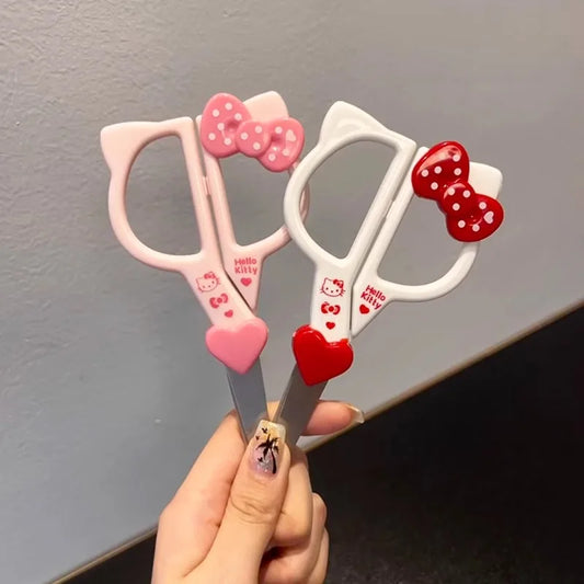 ✂️🎀🐱 2Pcs Cute Cartoon Hello Kitty Handmade Paper Scissors – Kawaii Pink Bowknot for Students!