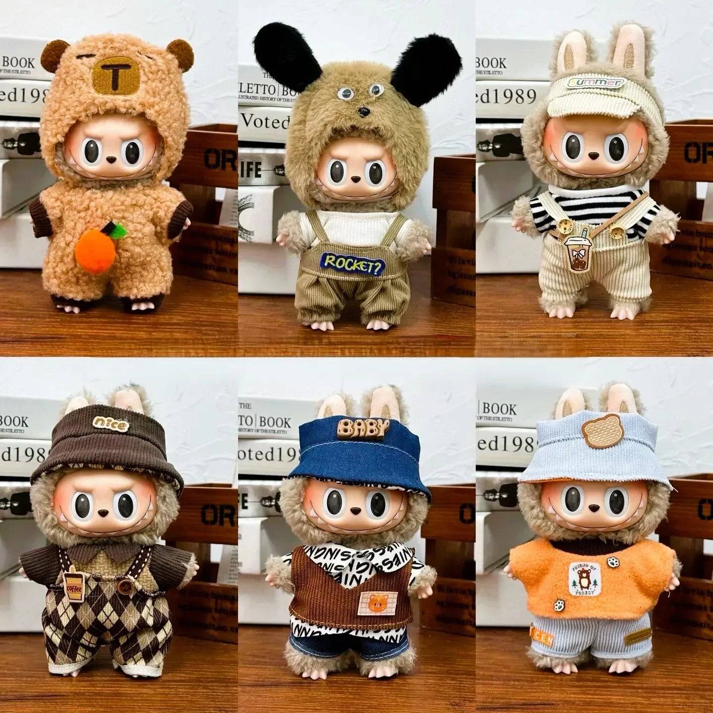 Labubu 17cm Plush Toy Clothes – Multiple Styles Trendy Outfit Set