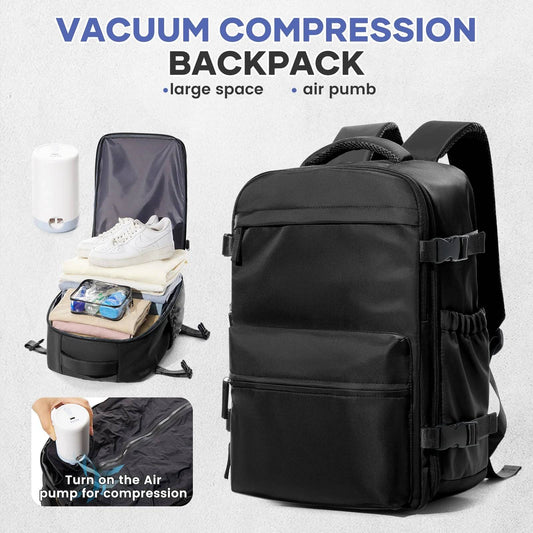 Vacuum Backpack Travel Bag – Large Capacity Expandable Business & School Laptop Backpack for Men & Wome