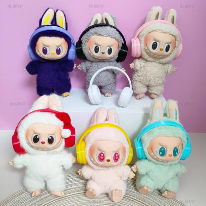 17cm Labubu Fashion Earphone Accessories – 10cm Cotton Doll Earphones in Macaron Colors