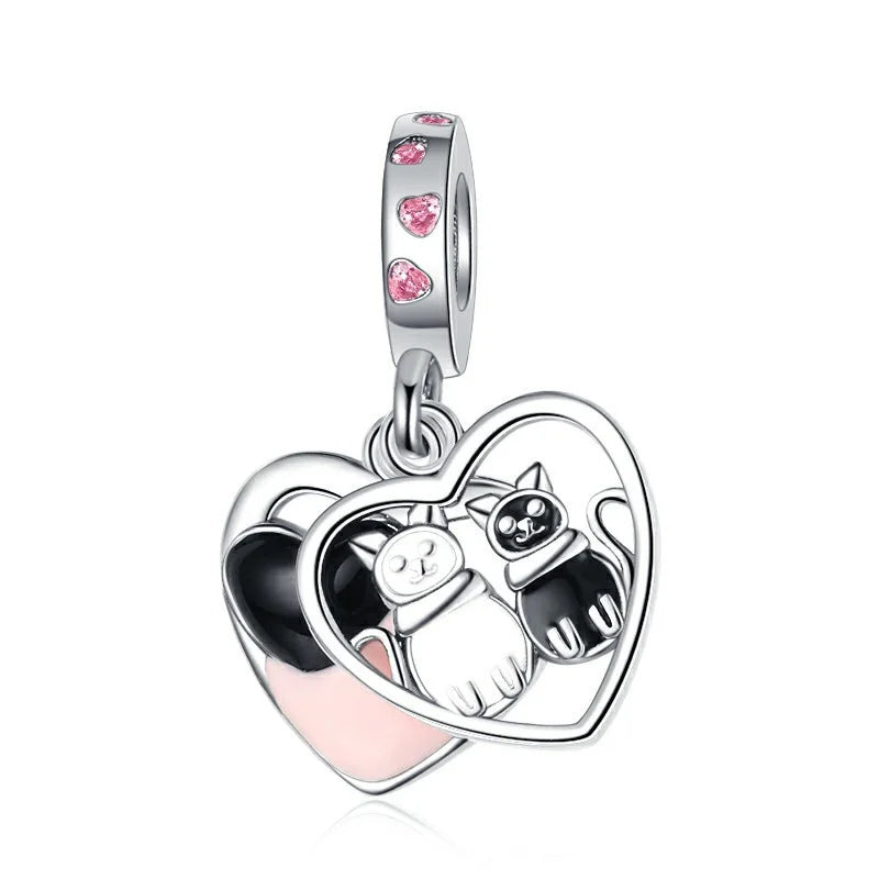✨ 925 Silver DIY Charms – 🎈 Hot Air Balloon, 💖 Mother & Daughter Hearts, 💗 Pink Murano Glass | Pandora-Style Bracelet Compatible