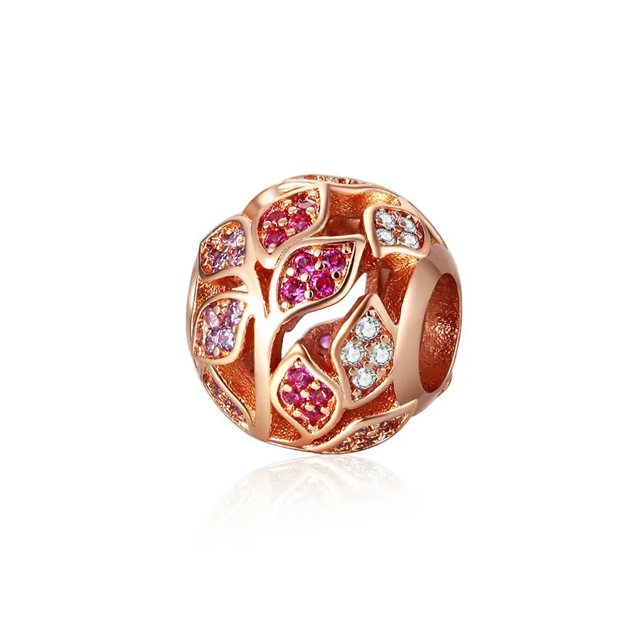 ✨ Rose Gold Plated Winter Charms – ❄️ Snowflake & 💖 Interlocking Hearts | Pandora-Style Bracelet Compatible
