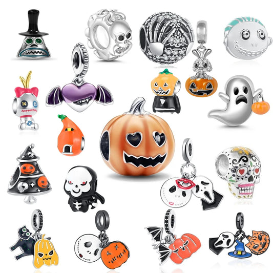 ✨ 925 Silver Halloween Charms – Pumpkin, Witch, Doll, Bone, Mummy & Candy | Pandora-Style Bracelet Compatible