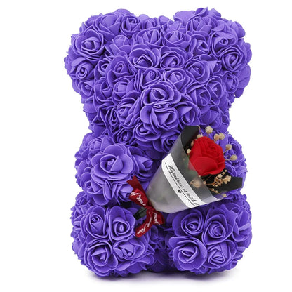🌹 Rózsa színű plüssmackó művirág – Romantikus évfordulós, Valentin-napi és születésnapi ajándék hölgyeknek 🎁 