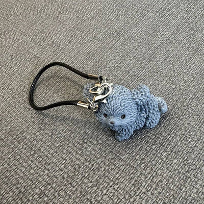 Mini Resin Flocking 3D Bichon Frise Dog Pendant Charm – for 15cm & 17cm Labubu Dolls
