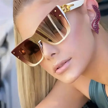 New Fashion Big Frame Cat Eye Sunglasses for Ladies – Street Style, UV400 Protection Driving Shades