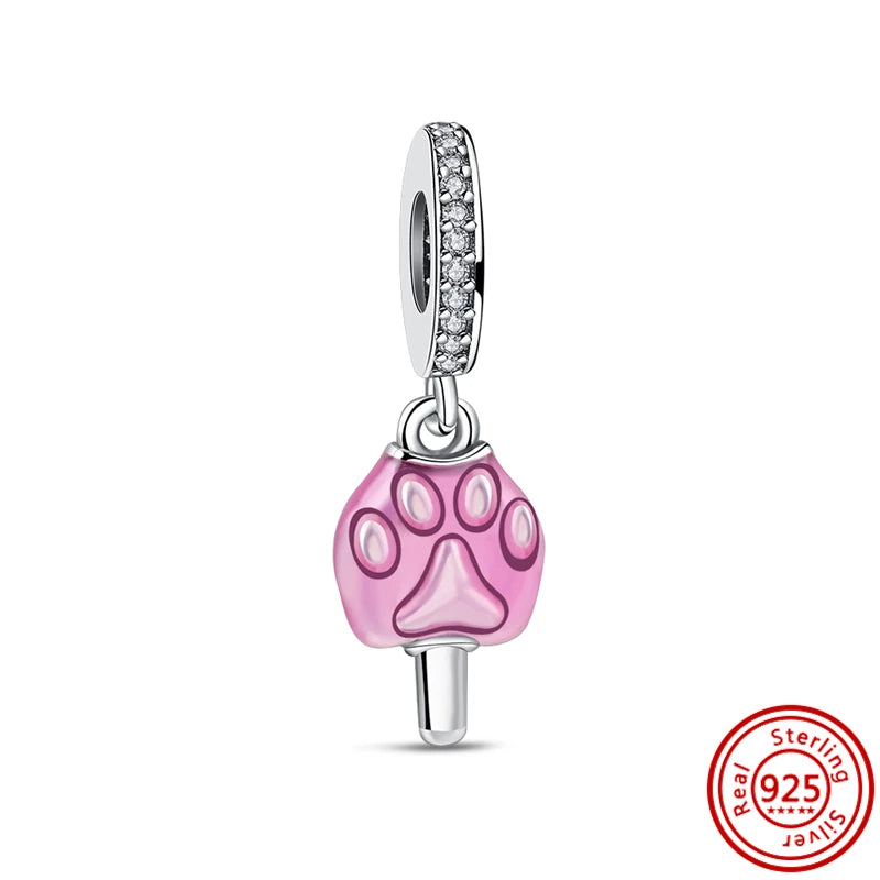 ✨ 925 Silver Purple Charms – ❤️ Heart-Shaped Stone & 🕷️ Spider | Pandora-Style Bracelet Compatible