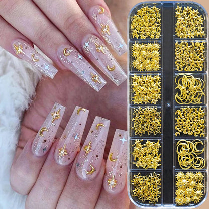 🌊✨ 12Grids Ocean Gold Nail Art Charms | Shell, Seahorse, Starfish & Pearl Gems 🐚🦄 Shop1103833347 Store