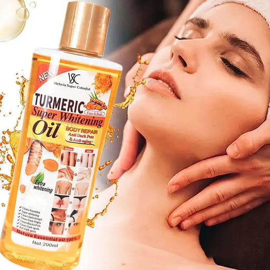 🌿 Turmeric Essential Oil – 200ml Soothing Skin Oil for Face, Neck, Hands & Feet Massage
