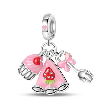 ✨ 925 Silver Strawberry & Cherry Charms – Fruit Series Beads | Pandora-Style Bracelet Compatible