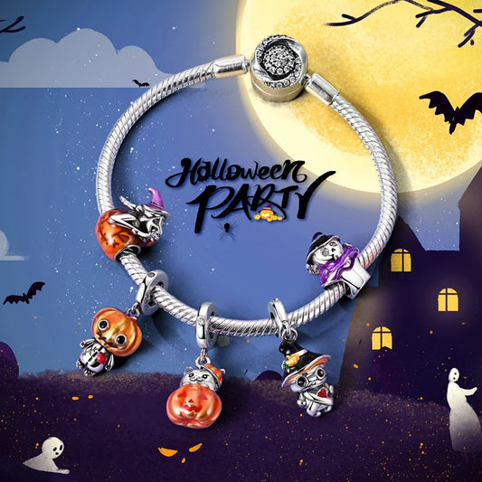 ✨ 925 Sterling Silver Halloween Charms – Witch, Pumpkin & Poison Elements | Pandora-Style Bracelet Compatible