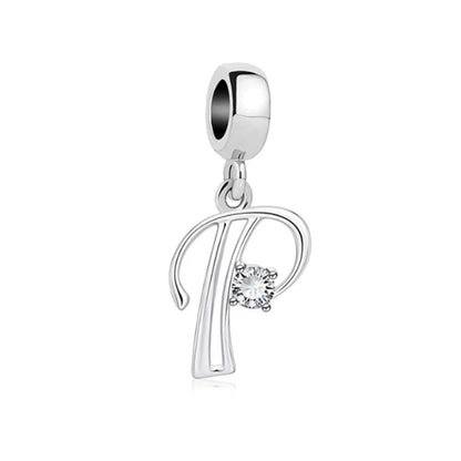 ✨ 925 Silver Alphabet Charms – 🔤 26 Letter Dangle Beads | Pandora-Style Bracelet Compatible