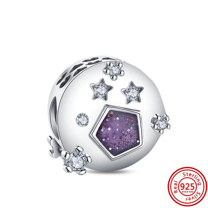 ✨ 925 Silver Purple Charms – ❤️ Heart-Shaped Stone & 🕷️ Spider | Pandora-Style Bracelet Compatible