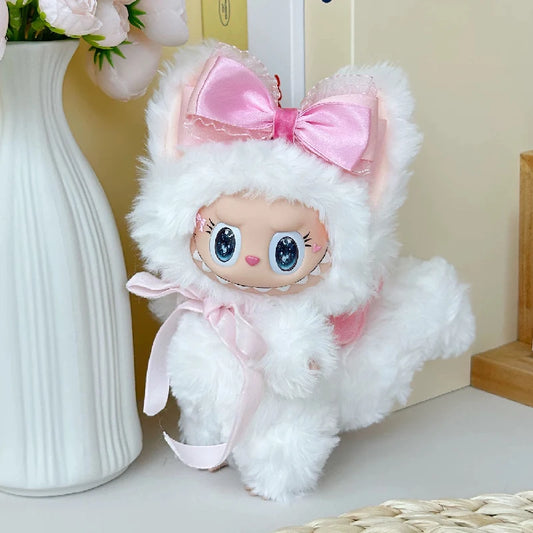 2025 Kawaii Cat Onesie – Labubu Doll Clothes for 17cm V1 V3 Vinyl Figures