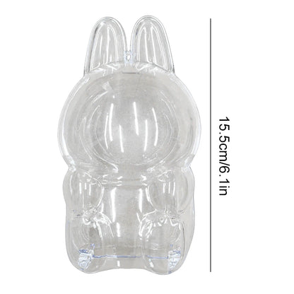 Transparent Protective Cover Dustproof Vinyl Doll Storage Box – Cute Elf Plushie Display Cover for LABUBU Sitting Party Dolls