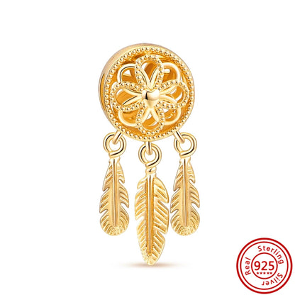 ✨ 925 Silver Gold-Plated Charms – ✨ Sparkling Dangle Beads | Pandora-Style Bracelet Compatible