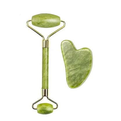 🌿 Jade Roller Massager for Face, Body, Back, Foot Massage - Facial Lifting, Anti-Wrinkle Double-End Gua Sha Jade Stone