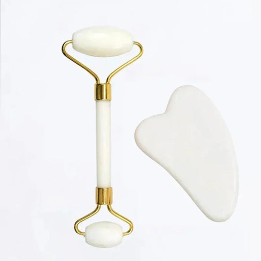 🌿 Jade Roller Massager for Face, Body, Back, Foot Massage - Facial Lifting, Anti-Wrinkle Double-End Gua Sha Jade Stone