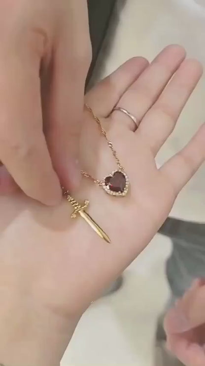 Heart and Sword Couple Necklace & Jewelry Set – Romantic Gift for Valentine’s Day
