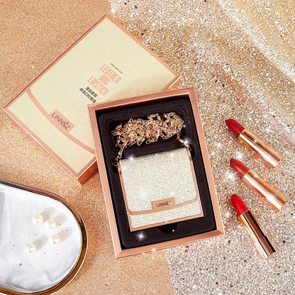 Matte Lipstick Set – 3 Colors Velvet Lipsticks with Silver Chain Bag Gift Box – Private Label Make Up 3.5g x 3