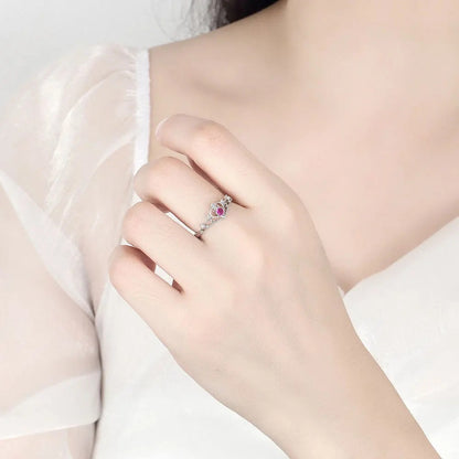 ✨ 925 Sterling Silver Crown Flower Adjustable Ring – Vintage Luxury
