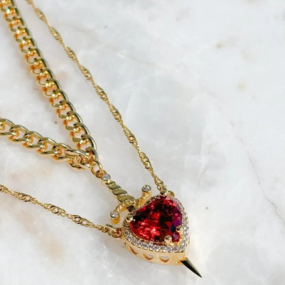 Heart and Sword Couple Necklace & Jewelry Set – Romantic Gift for Valentine’s Day