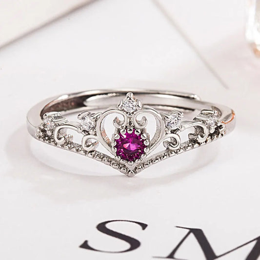 ✨ 925 Sterling Silver Crown Flower Adjustable Ring – Vintage Luxury